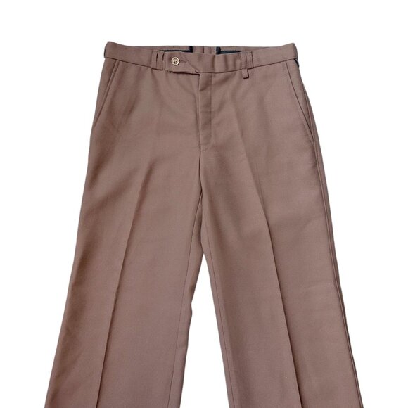 70s vintage flare pants mid rise leisure disco boho mod brown tan England. - Picture 2 of 5